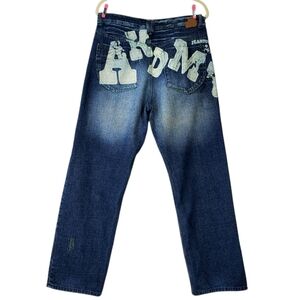 Vintage Akademiks Baggy Wider Leg Y2K Jeans Blue Streetwear Hip Hop Sz 34